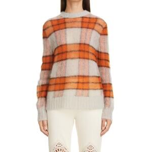 Acne Studios Kirma Check Double Mohair Blend Sweater - M Beige/Multi